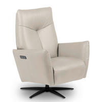 RELAXSESSEL Leder Hellgrau  - Hellgrau/Schwarz, Design, Leder/Metall (76/107/88cm) - Livetastic