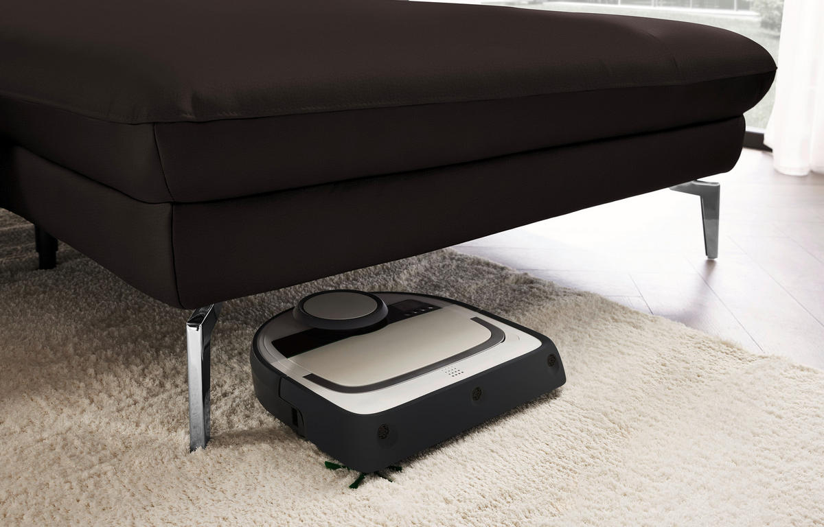ECKSOFA in Echtleder Dunkelbraun  - Dunkelbraun/Schwarz, Design, Leder/Metall (325/157cm) - Dieter Knoll