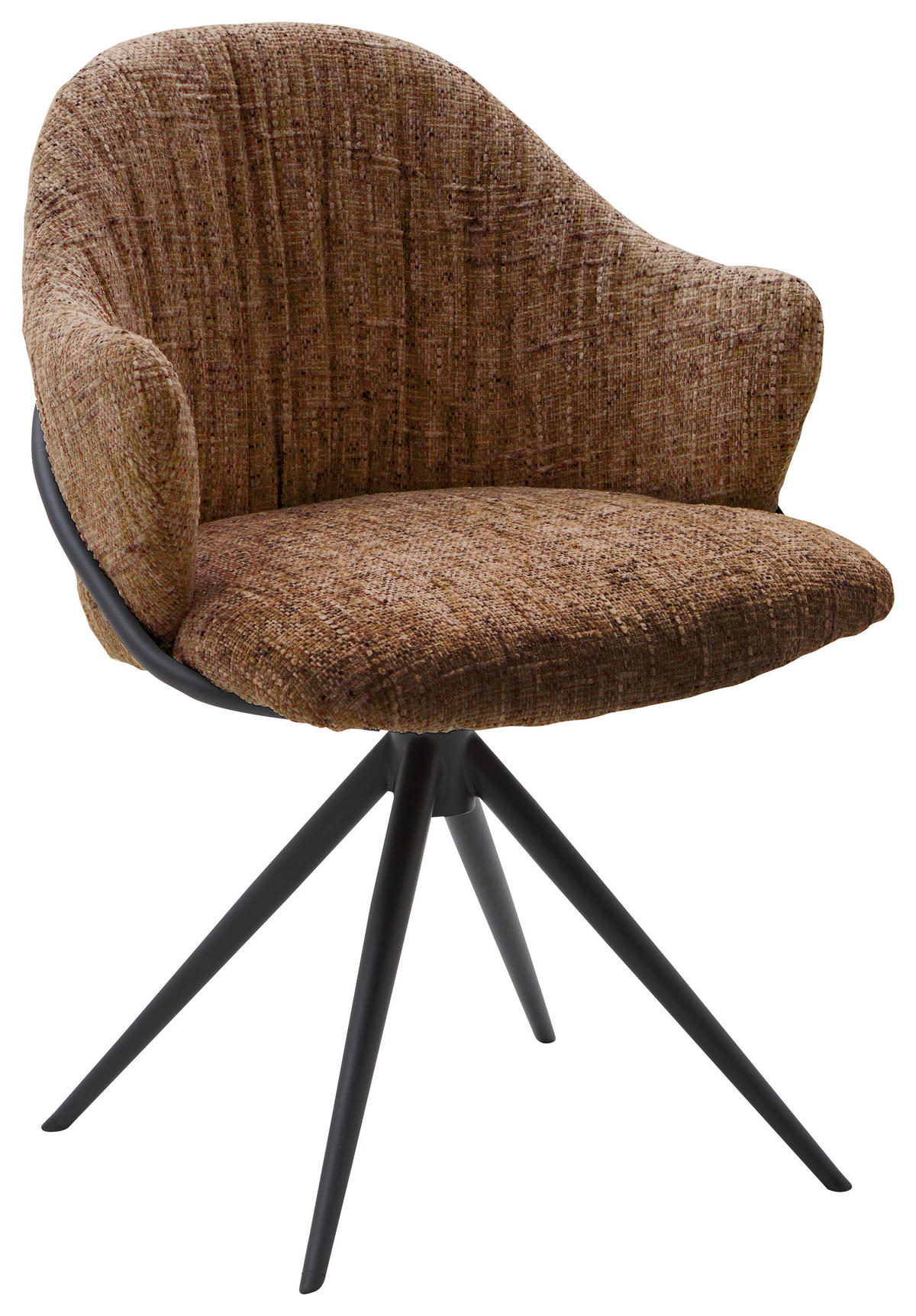 ARMLEHNSTUHL  Lederauswahl, Stoffauswahl, Sitzfläche 360° drehbar beflockt  - Rostfarben/Anthrazit, Design, Textil/Metall (57/84/44,5cm) - Belluti