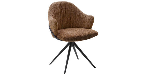 ARMLEHNSTUHL  Lederauswahl, Stoffauswahl, Sitzfläche 360° drehbar beflockt  - Rostfarben/Anthrazit, Design, Textil/Metall (57/84/44,5cm) - Belluti
