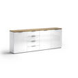 SIDEBOARD 240/43/89 cm  - Eichefarben/Weiß Hochglanz, Design, Holzwerkstoff/Kunststoff (240/43/89cm) - Xora