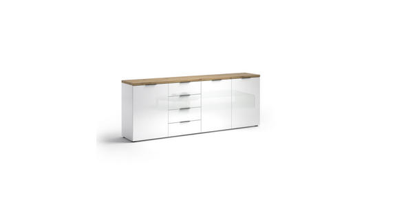 SIDEBOARD 240/43/89 cm  in Weiß Hochglanz  - Eichefarben/Weiß Hochglanz, Design, Holzwerkstoff/Kunststoff (240/43/89cm) - Xora