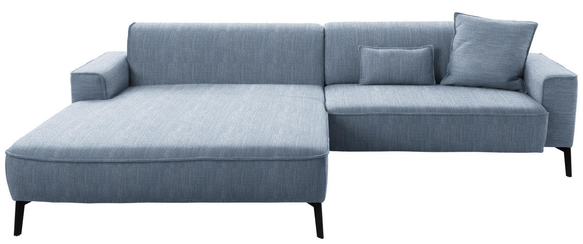 ECKSOFA Flachgewebe Blau  - Blau/Schwarz, Design, Textil/Metall (190/285cm) - Johann Jakob