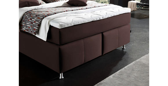 BOXSPRINGBETT 140/200 cm  in Dunkelbraun  - Dunkelbraun/Alufarben, KONVENTIONELL, Textil/Metall (140/200cm) - Dieter Knoll