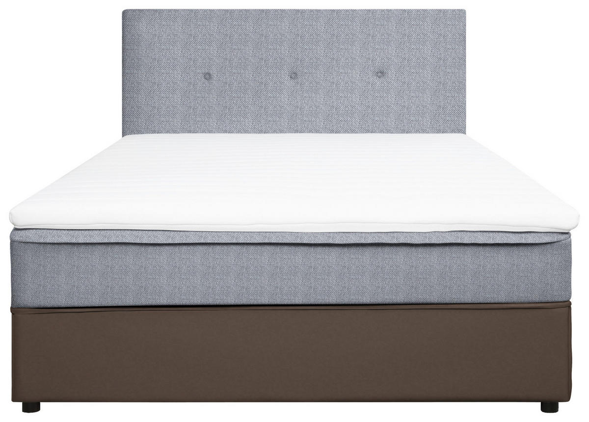 BOX-ÁGY 140/200 cm  szürke, világosszürke  - világosszürke/fekete, Konventionell, textil/fa (140/200cm) - Carryhome
