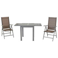 GARTENSET 3-teilig  - Taupe/Silberfarben, MODERN, Textil/Metall - Gardenson