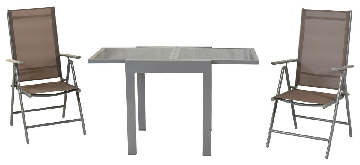 GARTENSET 3-teilig  - Taupe/Silberfarben, MODERN, Textil/Metall - Gardenson