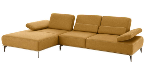 ECKSOFA in Mikrofaser Hellbraun  - Hellbraun/Beige, Design, Textil/Metall (176/298cm) - Valnatura