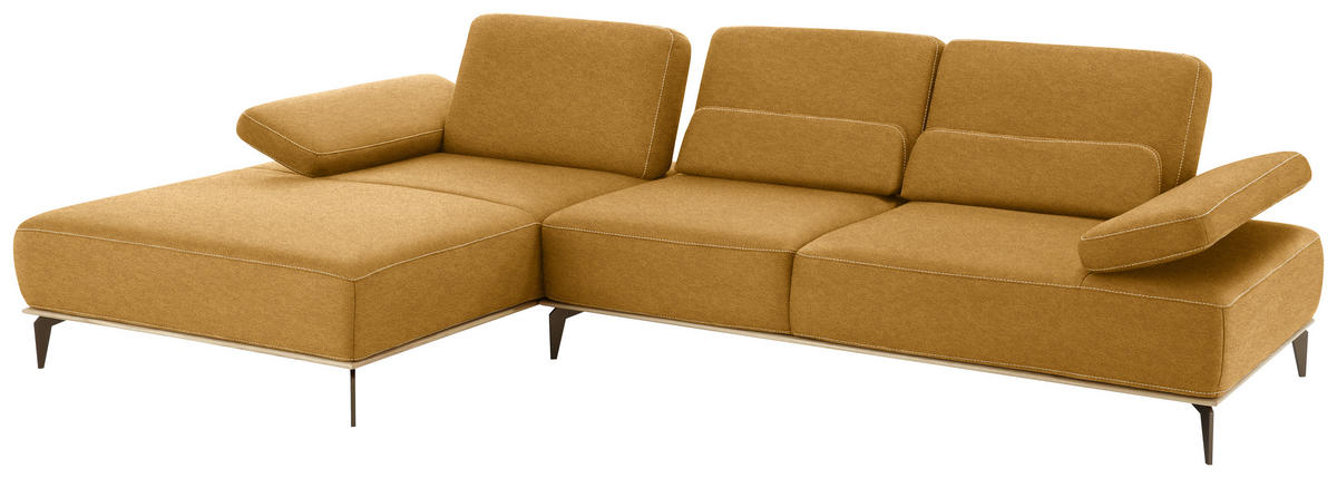 ECKSOFA in Mikrofaser Hellbraun  176/298 cm  - Hellbraun/Beige, Design, Textil/Metall (176/298cm) - Valnatura