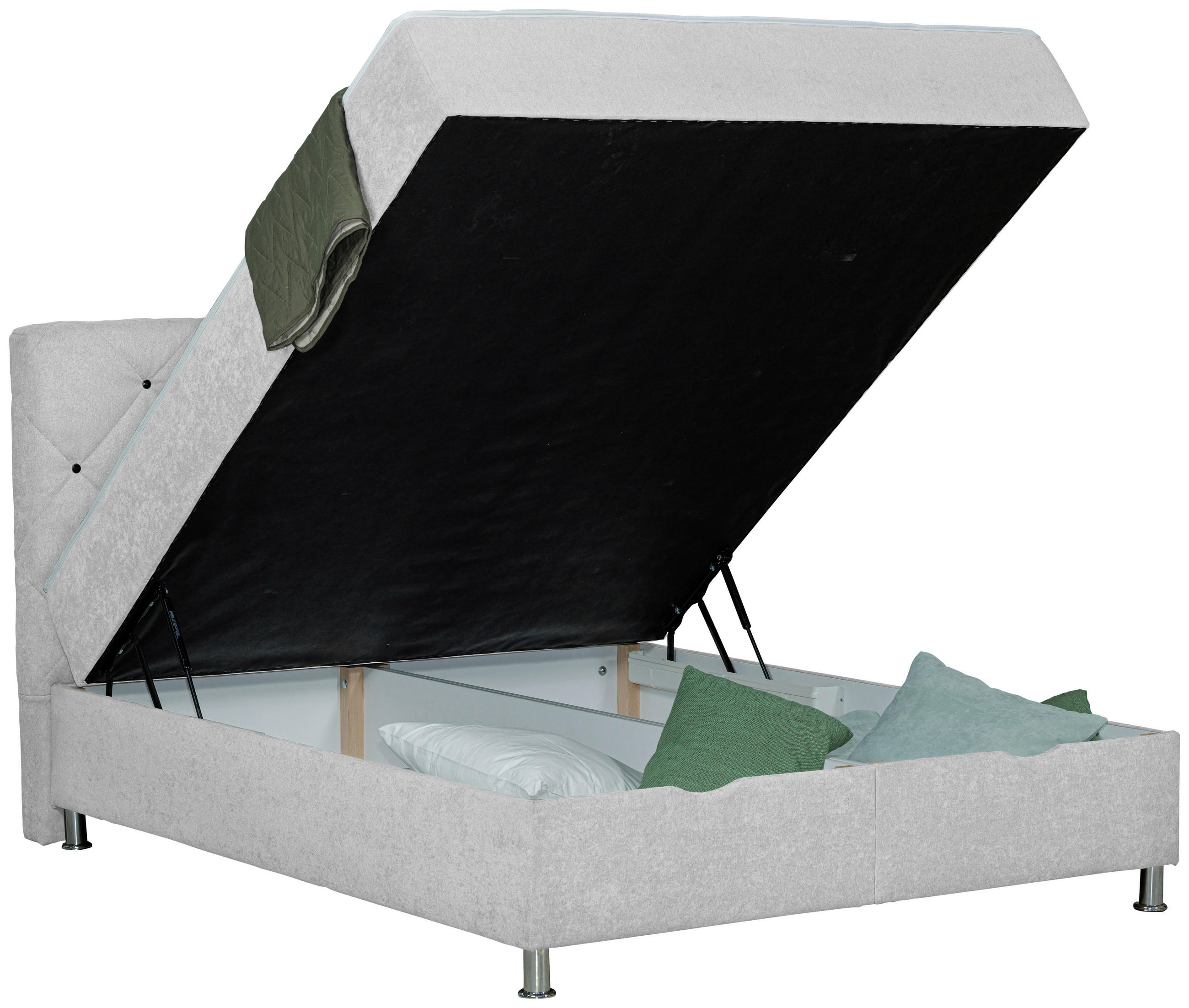 BOXBETT 160/200 cm  in Naturfarben  - Chromfarben/Naturfarben, Design, Kunststoff/Textil (160/200cm) - Boxxx
