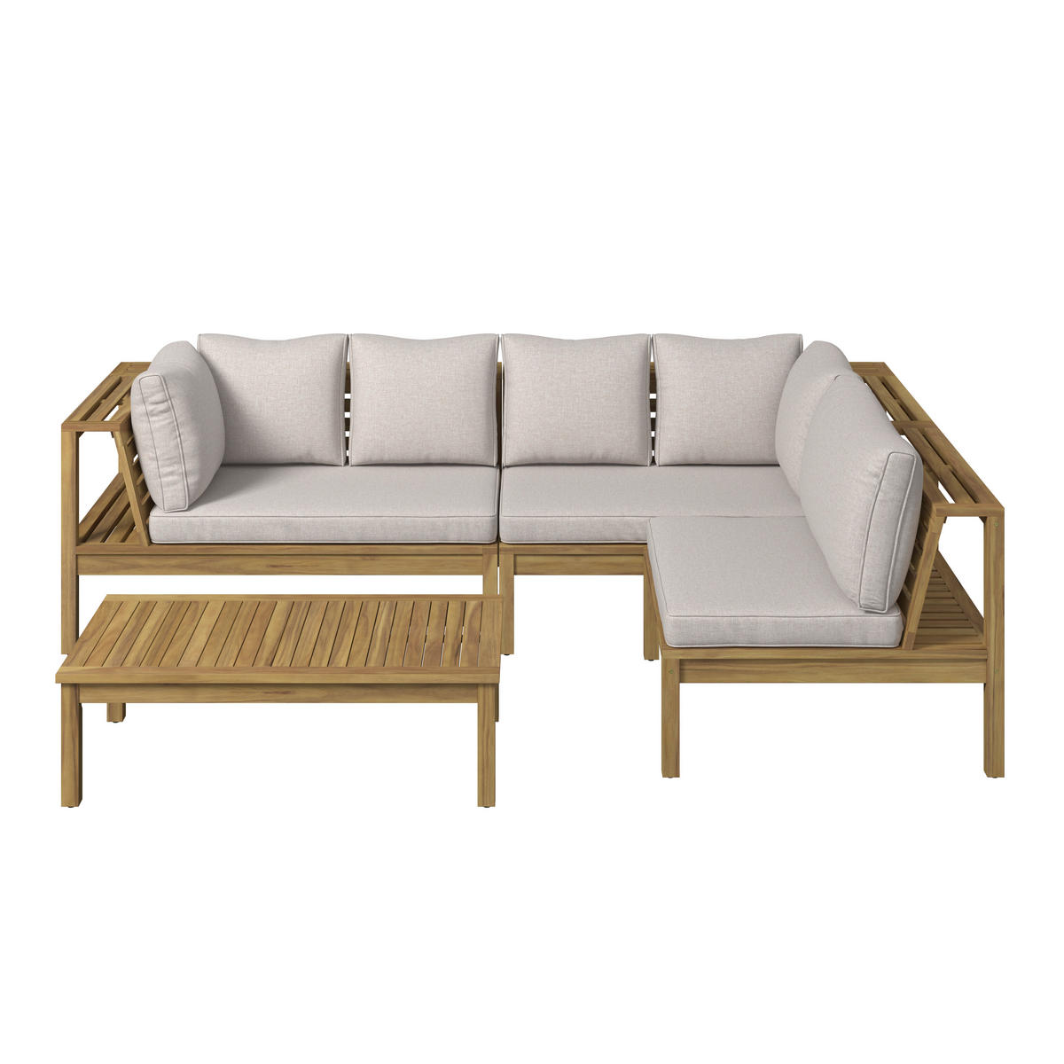 LOUNGEGARNITUR  240/160 cm   - Akaziefarben/Grau, Modern, Holz/Kunststoff (240/160cm) - Gardenson