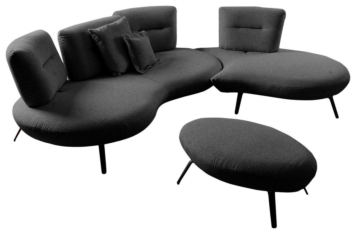 HOCKER Flachgewebe Anthrazit  - Anthrazit/Schwarz, Design, Textil/Metall (117/43/78cm) - Moderano