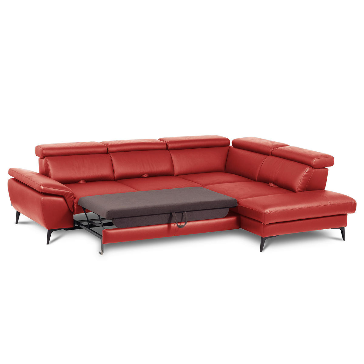 ECKSOFA Lederlook Echtleder Rot  - Rot/Schwarz, Design, Leder/Textil (274/220cm) - Livetastic