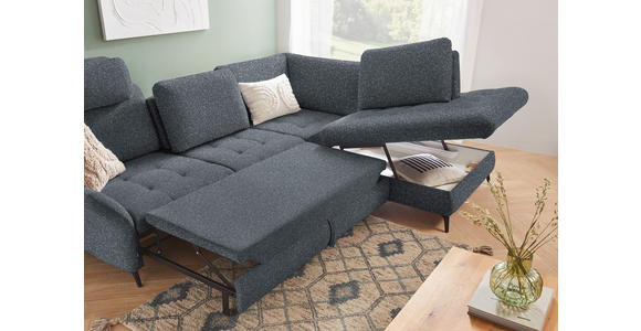 ECKSOFA in Bouclé Dunkelgrau  - Dunkelgrau/Schwarz, Natur, Textil/Metall (288/233cm) - Valnatura