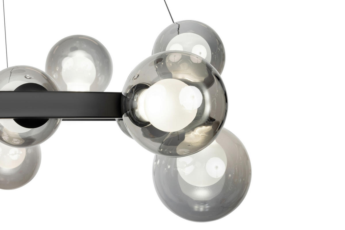 ZÁVESNÉ LED SVIETIDLO, 79,5/150 cm  - čiernohnedá, Design, kov/sklo (79,5/150cm) - Dieter Knoll