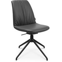 STUHL  in Aluminium Echtleder pigmentiert  - Anthrazit/Schwarz, Design, Leder/Metall (46/81,5-84,5/55cm) - Johann Jakob
