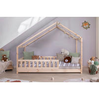 POSTELJA V OBLIKI HIŠE - bela/naravne barve, Moderno, tekstil/les (120/200cm) - MID.YOU