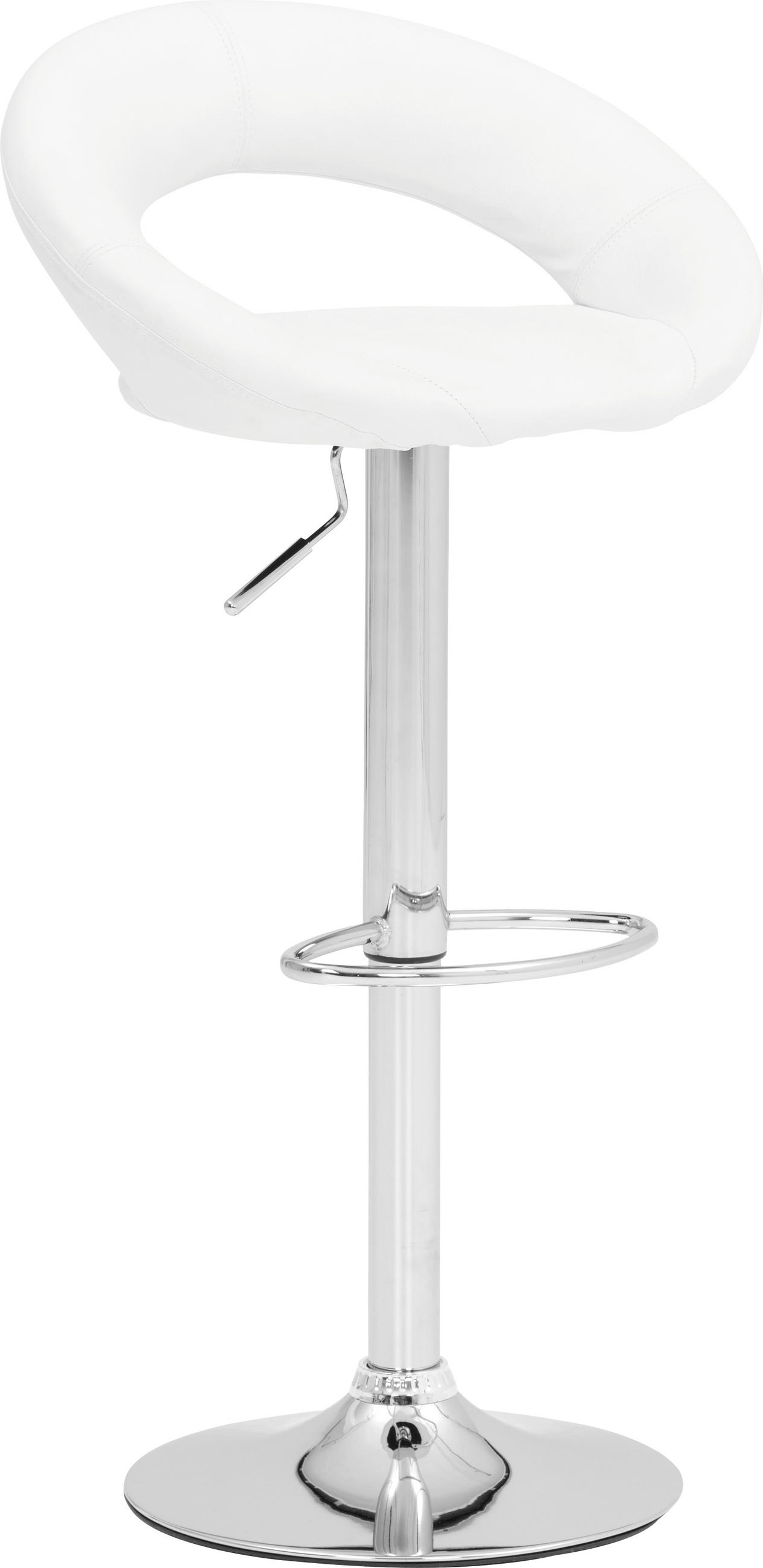 Barhocker in Metall, Textil Weiß, Chromfarben
