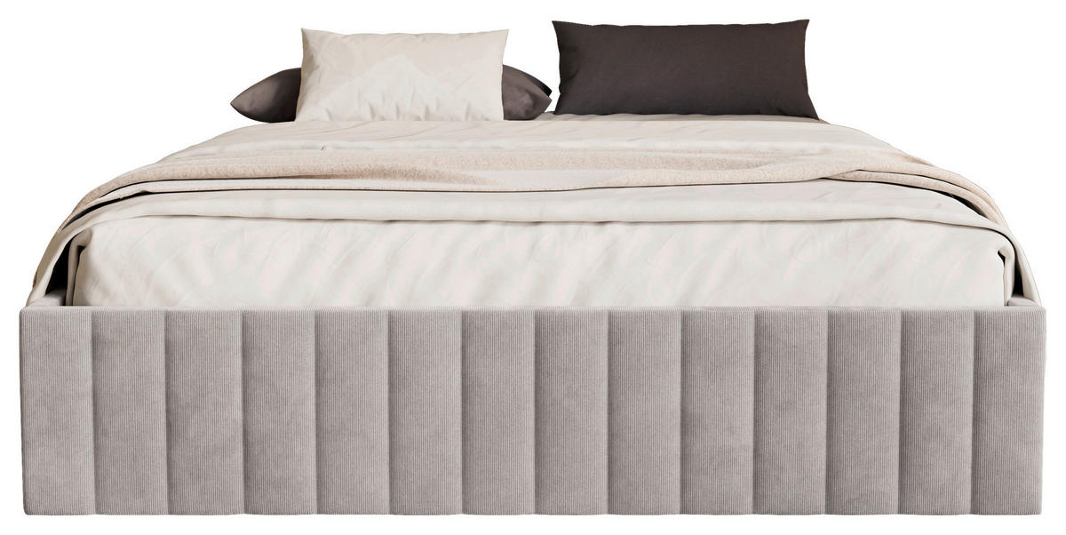 POLSTERBETT Bettkasten, Lattenrost 160/200 cm  in Hellgrau  - Hellgrau/Schwarz, Design, Holz/Textil (160/200cm) - Boxxx