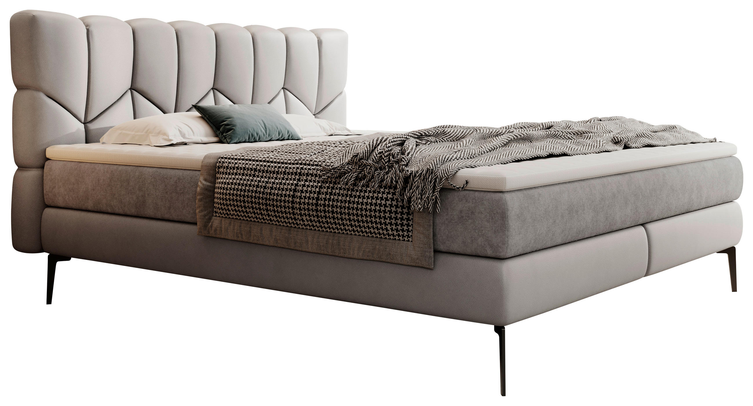 BOXSPRINGBETT 180/200 cm  in Grau  - Schwarz/Grau, Design, Leder/Textil (180/200cm) - Esposa