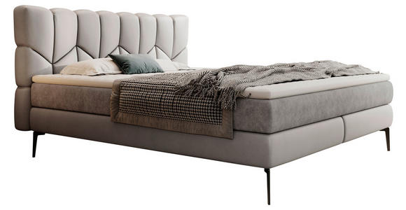 BOXSPRINGBETT 180/200 cm  in Grau  - Schwarz/Grau, Design, Leder/Textil (180/200cm) - Esposa