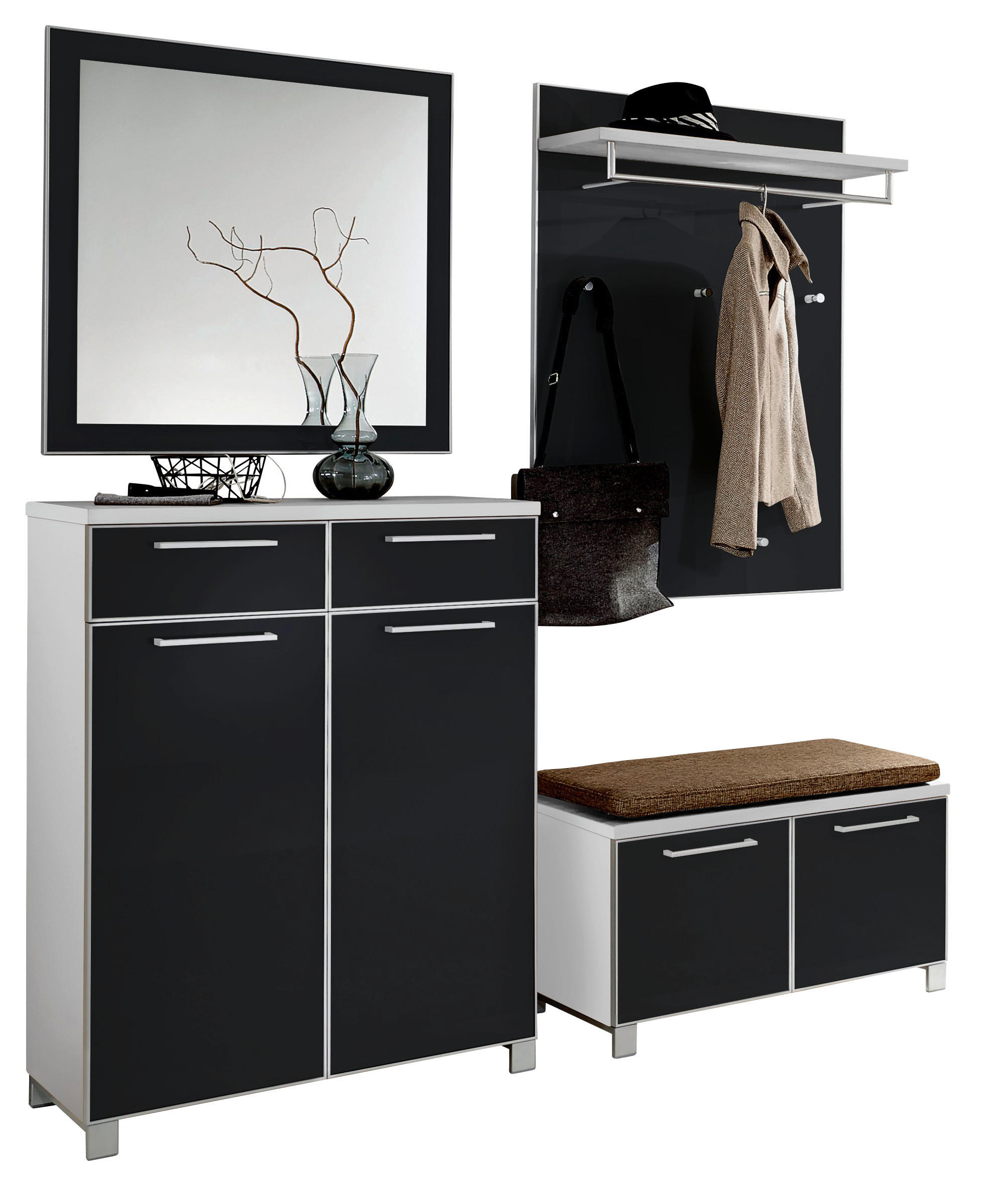 XXXLutz Garderobe Santina Anthrazit, Weiß, 175x195x40 cm
