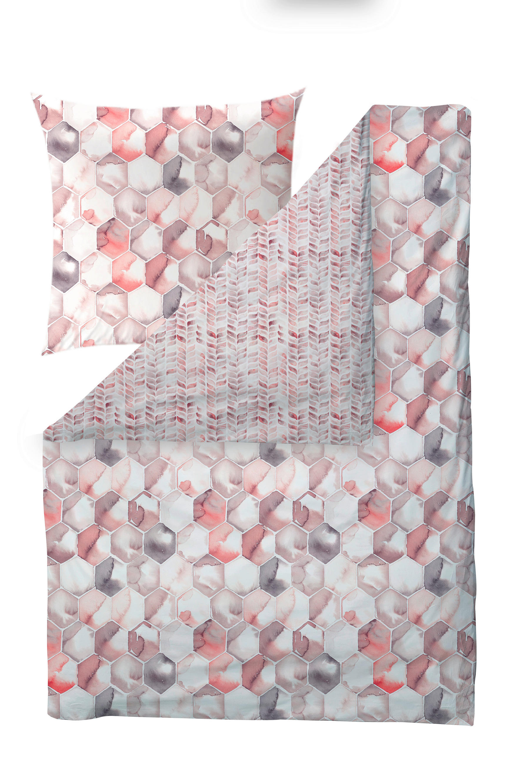 Estella Wendebettwäsche Shape Rosa, Aubergine 155x220 cm