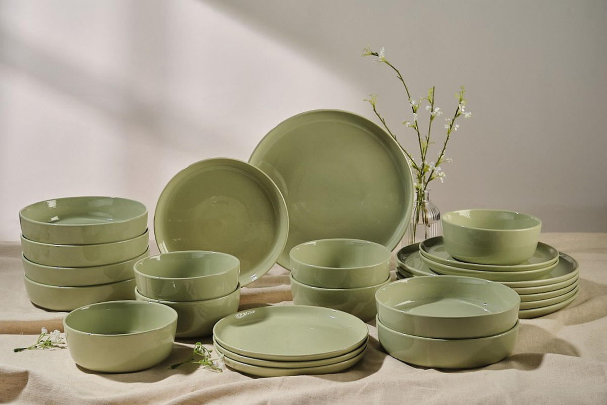 KOMBISERVICE Colori verde 24-teilig  - Grün, Trend, Keramik - Novel