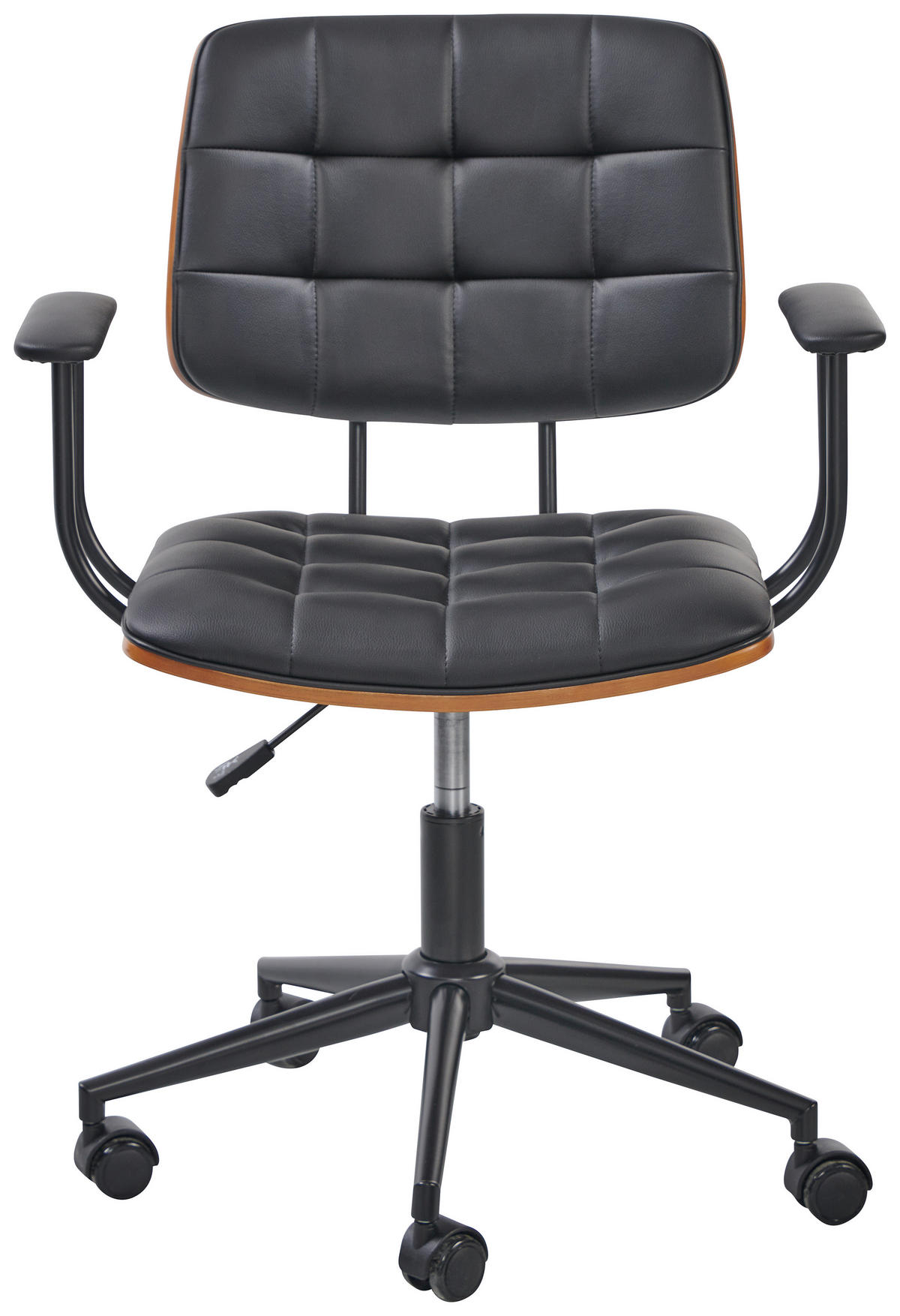 DREHSTUHL Lederlook Schwarz, Walnussfarben  - Walnussfarben/Schwarz, MODERN, Holz/Kunststoff (65/79-86,5/59cm) - Livetastic