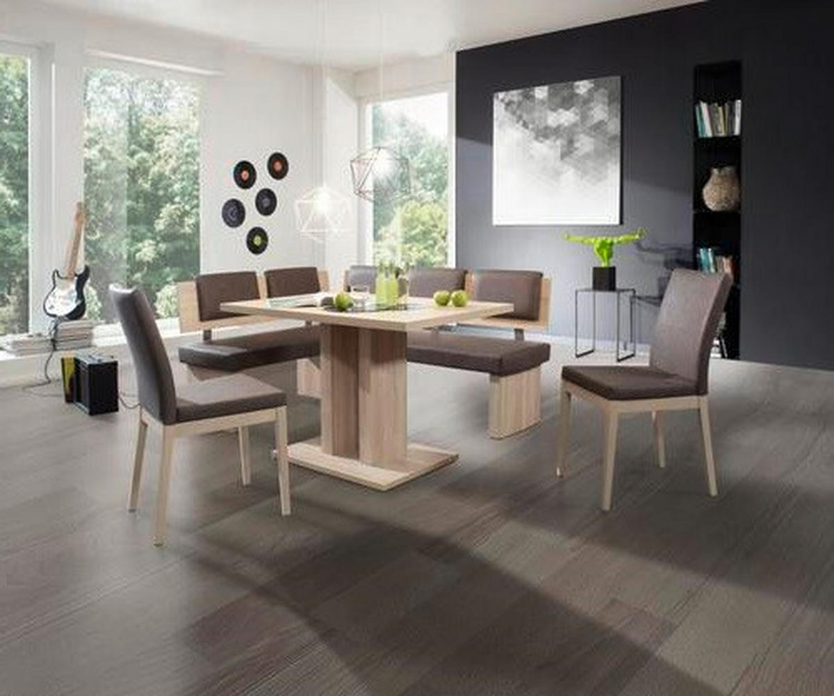 ECKBANK 140/180 cm  in Grau, Eichefarben  - Eichefarben/Grau, KONVENTIONELL, Holzwerkstoff/Textil (140/180cm) - Cantus
