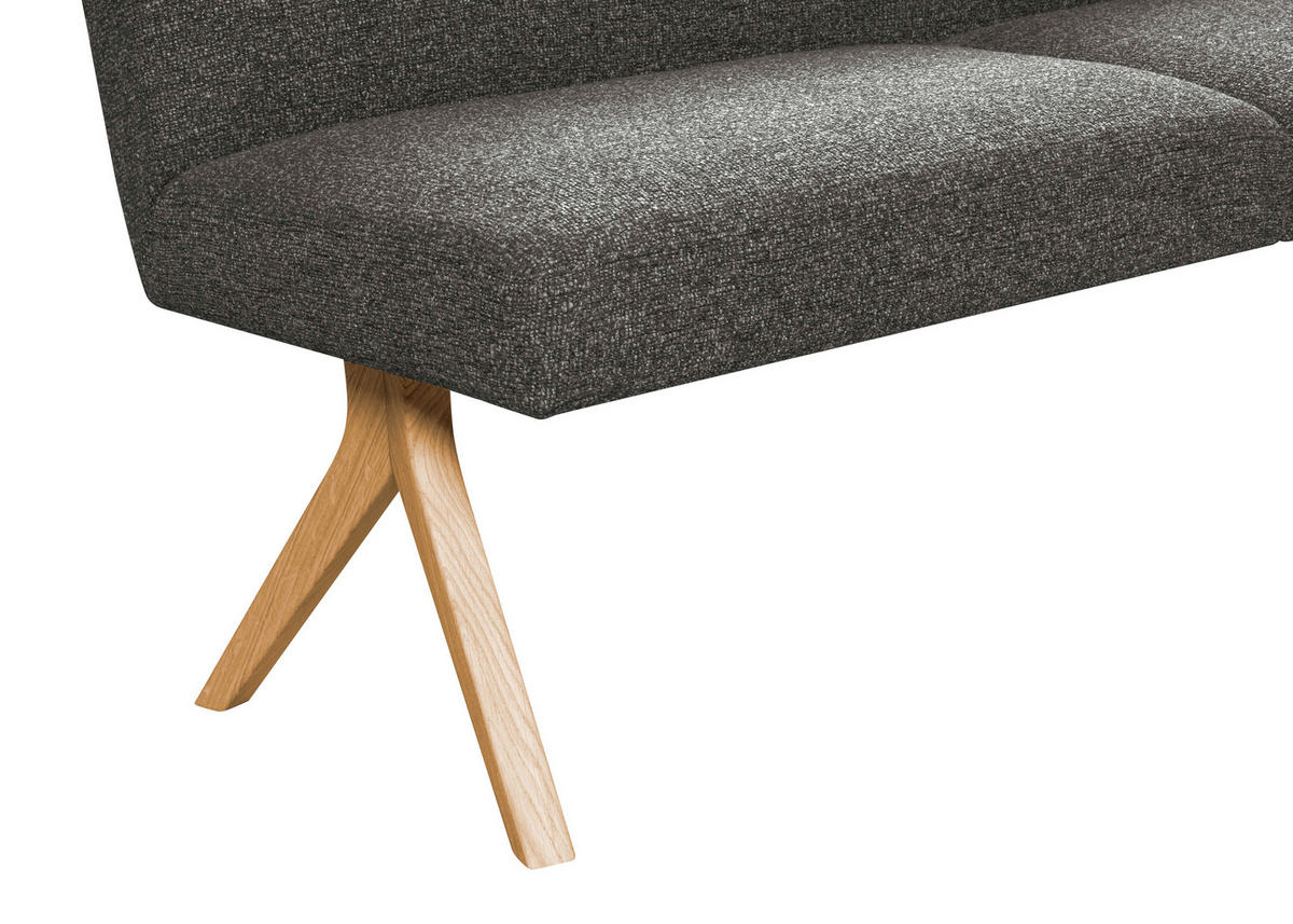 SITZBANK 160/85/69 cm Webstoff Dunkelgrau Eiche vollmassiv  - Eichefarben/Dunkelgrau, KONVENTIONELL, Holz/Textil (160/85/69cm) - Linea Natura
