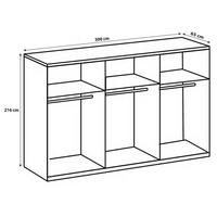 SCHWEBETÜRENSCHRANK 300/216,5/65 cm 4-türig Weiß, Eichefarben  - Chromfarben/Eichefarben, MODERN, Holzwerkstoff (300/216,5/65cm) - MID.YOU
