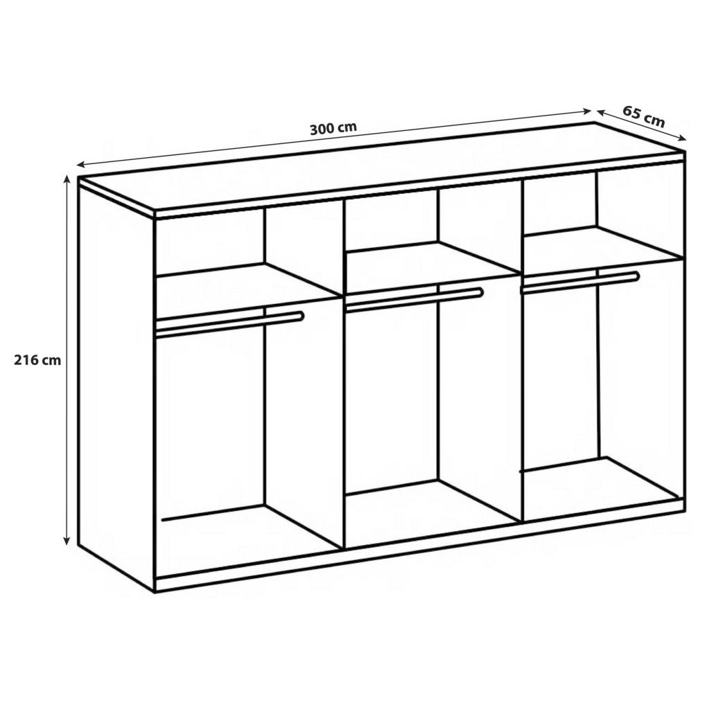 Thumbnail - Mid.you Schwebetürenschrank Wimex Level 36A, Graphit, Eiche, Holzwerkstoff, 3 Fächer, 300x216x65 cm, DIN EN ISO 9001, Ma...