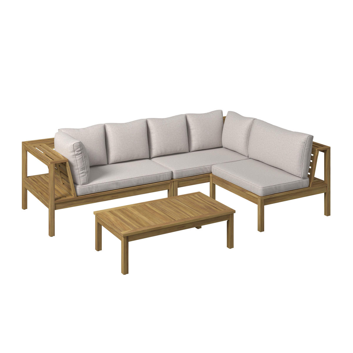 LOUNGEGARNITUR  240/160 cm   - Akaziefarben/Grau, Modern, Holz/Kunststoff (240/160cm) - Gardenson
