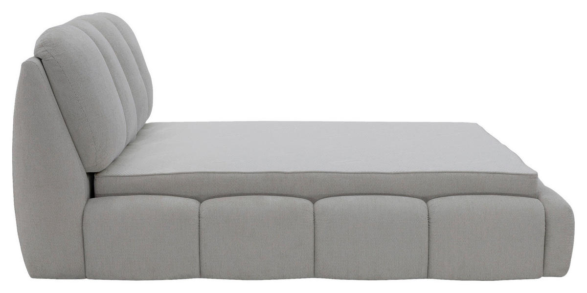 POLSTERBETT 180/200 cm,  in Silberfarben, gepolstertes Kopfteil, Lattenrost, Bettkasten,  - Silberfarben/Schwarz, Design, Holz/Kunststoff (180/200cm) - Chameo