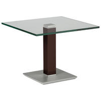 BEISTELLTISCH in Metall, Glas 60/60/46-65 cm  - Edelstahlfarben/Braun, Design, Glas/Kunststoff (60/60/46-65cm)