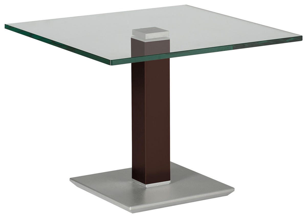 BEISTELLTISCH in Metall, Glas 60/60/46-65 cm  - Edelstahlfarben/Braun, Design, Glas/Kunststoff (60/60/46-65cm)