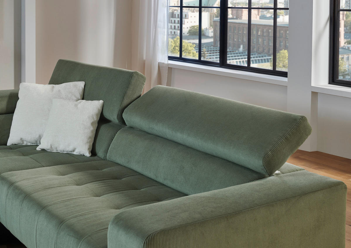 ECKSOFA Waldgrün Cord  - Waldgrün/Schwarz, Design, Textil/Metall (214/261cm) - Beldomo Style