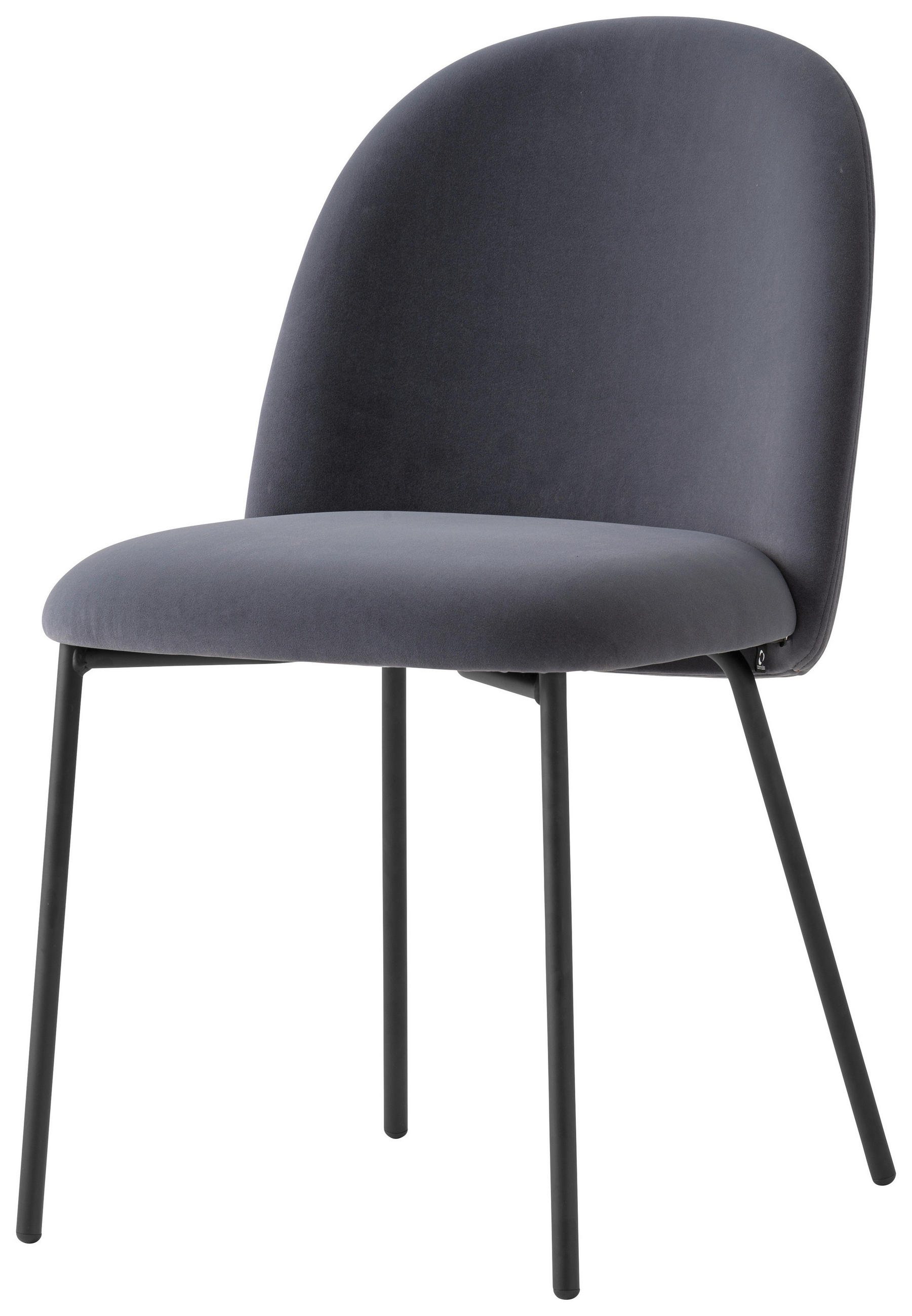 STUHL Samt Grau, Schwarz  - Schwarz/Grau, Design, Textil/Metall (46/81/57cm) - Connubia 