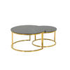 COUCHTISCHSET rund Schwarz  - Goldfarben/Schwarz, Design, Stein/Metall (80/60/41/37cm) - Livetastic