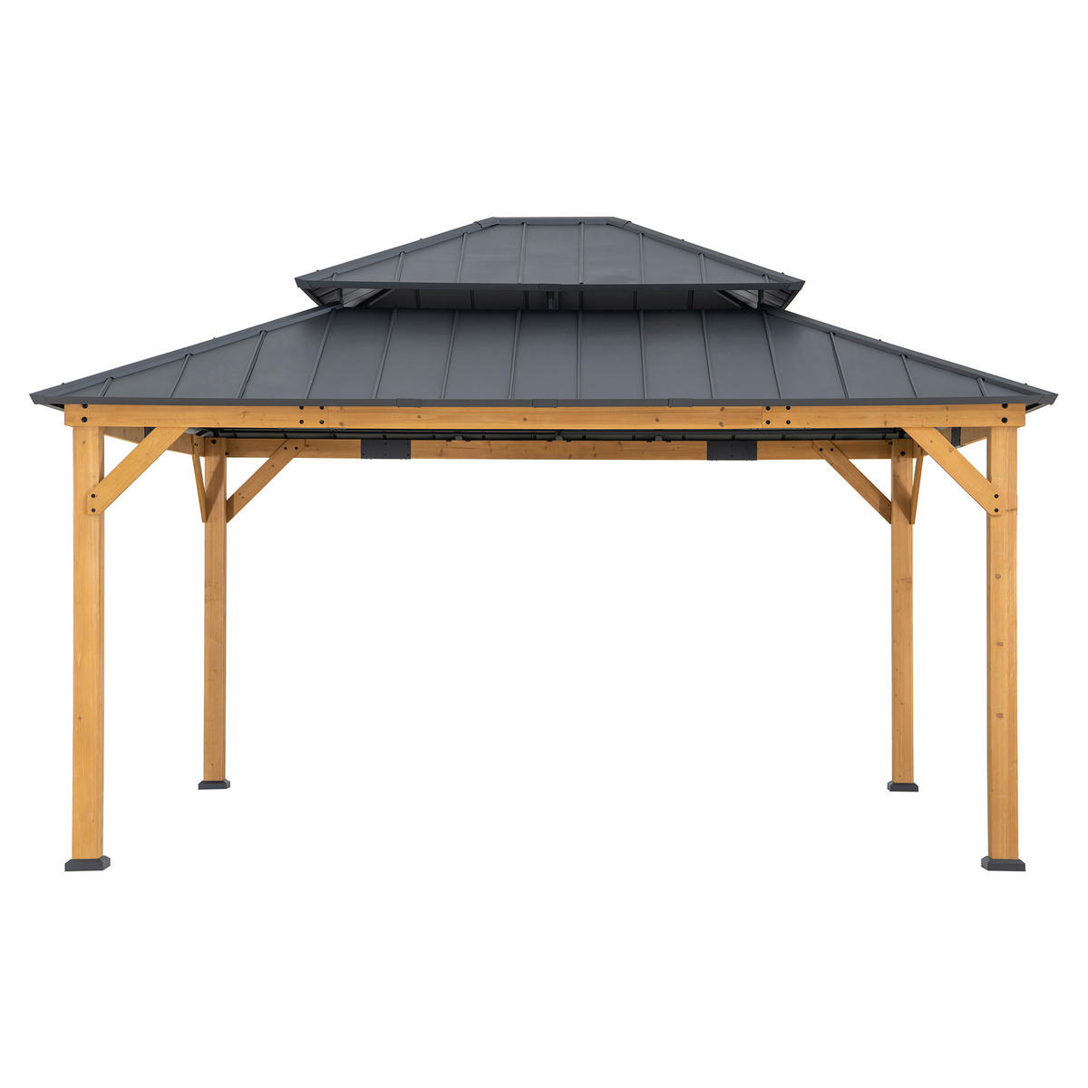 PAVILLON 390/320/450 cm  - Anthrazit, Basics, Holz/Metall (390/320/450cm) - Modante