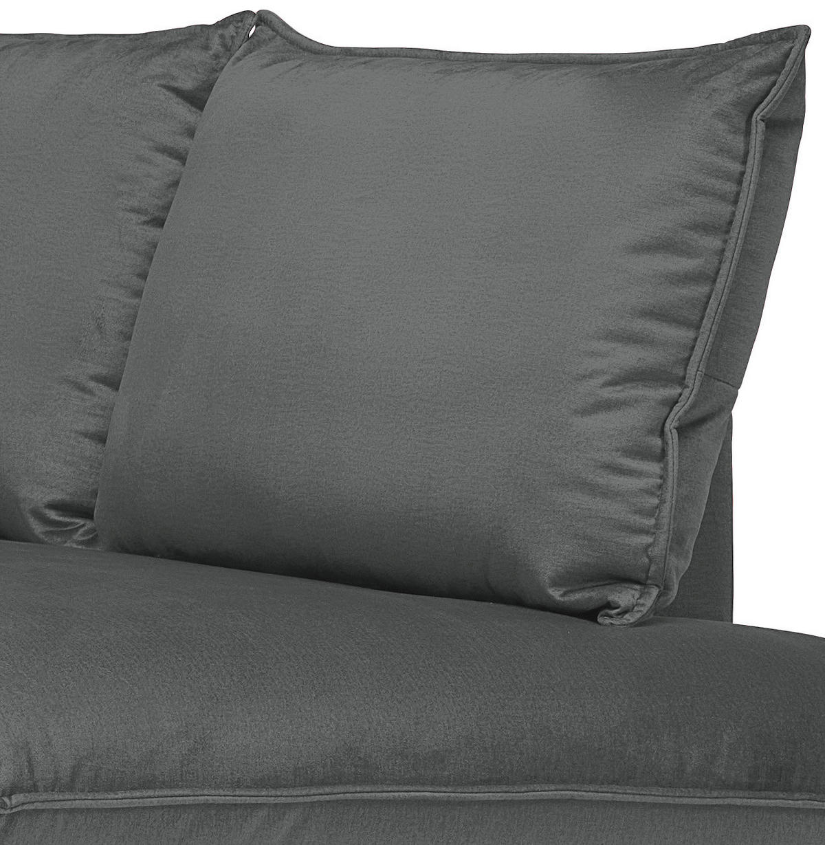 ECKSOFA in Samt Dunkelgrau  - Dunkelgrau/Schwarz, Design, Textil/Metall (241/200cm) - Carryhome