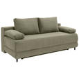 SCHLAFSOFA  mit Liegefunktion, Schlafen auf Sitzhöhe Cord Olivgrün  - Schwarz/Olivgrün, KONVENTIONELL, Holz/Textil (196/96/103cm) - Carryhome