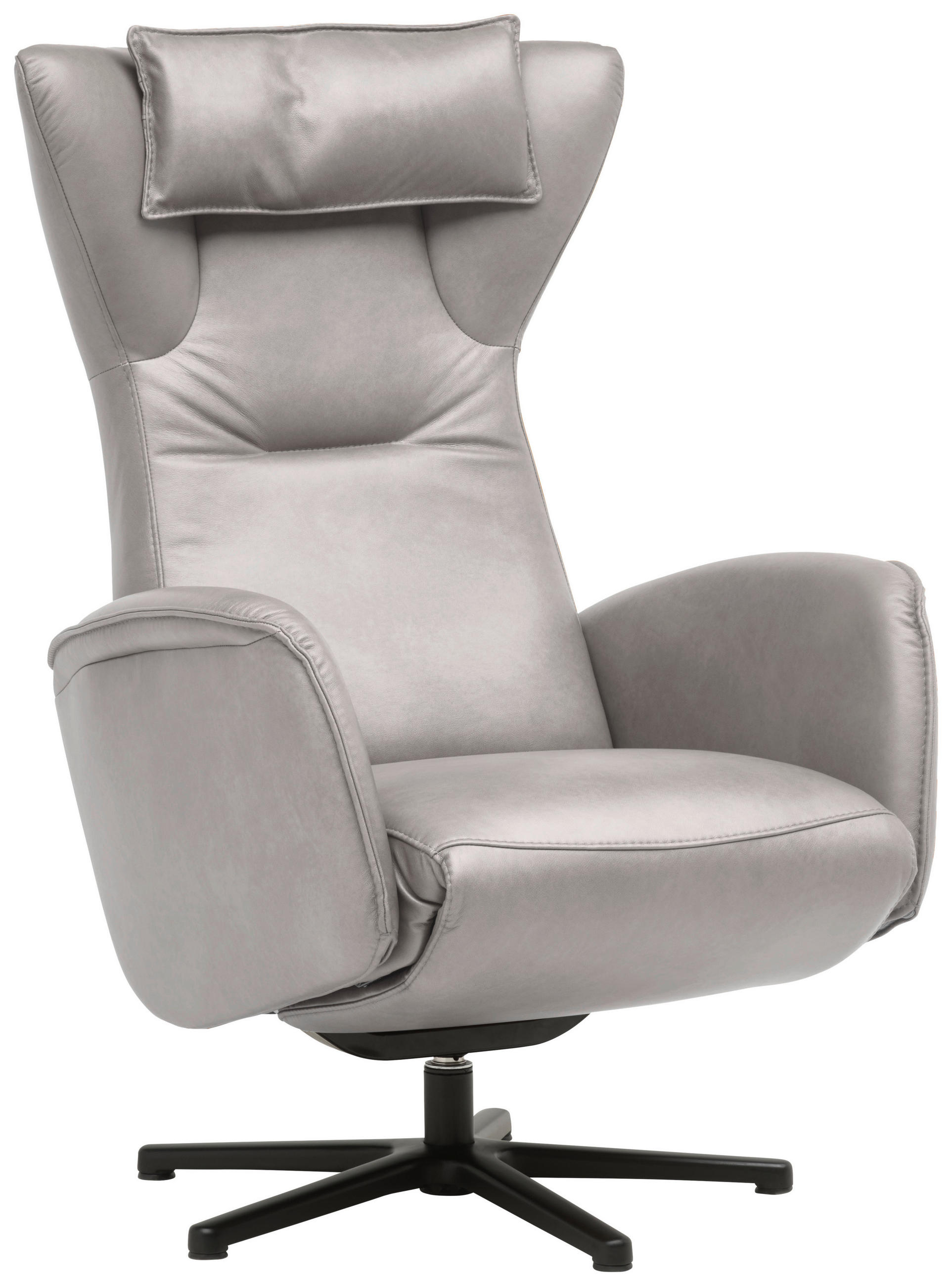 RELAXSESSEL Leder Alufarben  - Schwarz/Alufarben, Design, Leder/Metall (75/106/86cm) - Valdera
