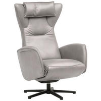 RELAXSESSEL Leder Alufarben  - Schwarz/Alufarben, Design, Leder/Metall (75/106/86cm) - Valdera