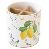 KUTIJA ZA PRIBOR ZA JELO  - zelena/žuta, Basics, keramika (14,5/14,5/13,5cm)