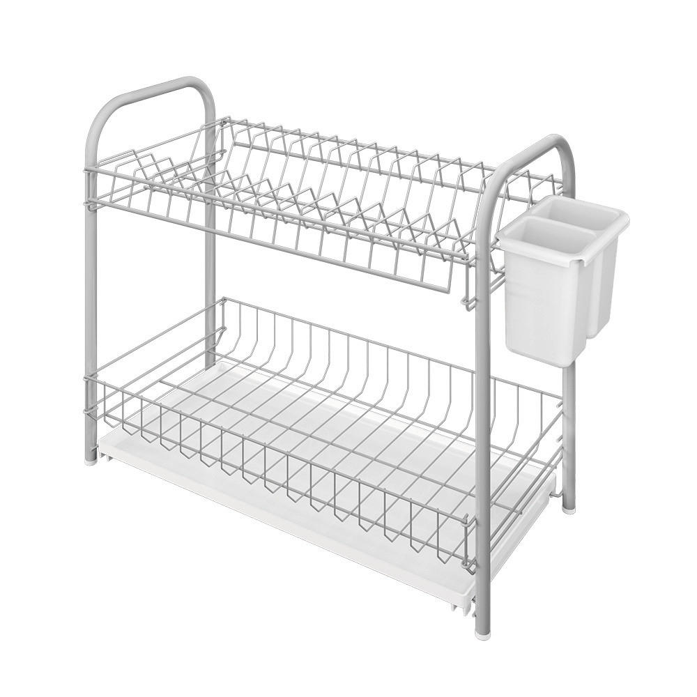 EDÉNYSZÁRÍTÓ KOSÁR - fehér/szürke, Basics, műanyag/fém (45/23/37cm) - Metaltex