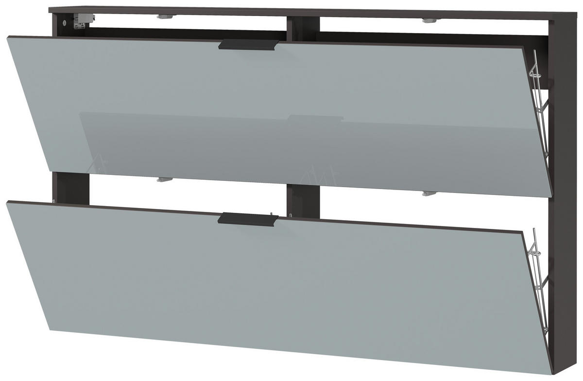 SCHUHSCHRANK Graphitfarben, Grau  - Schwarz/Graphitfarben, Design, Glas/Holzwerkstoff (140/85/19cm)