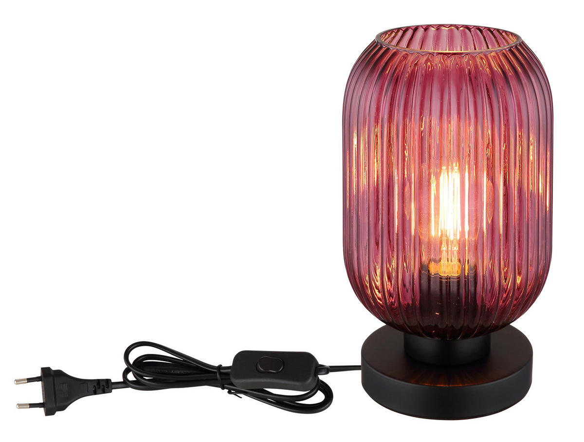 TISCHLEUCHTE - Lila/Schwarz, Konventionell, Glas/Metall (14/24cm) - Globo