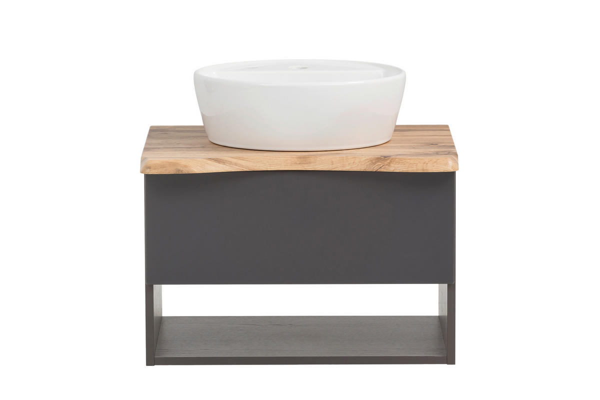 WASCHTISCHKOMBI 61 cm  - Eiche Wotan/Graphitfarben, Natur, Keramik/Holzwerkstoff (61cm) - Xora